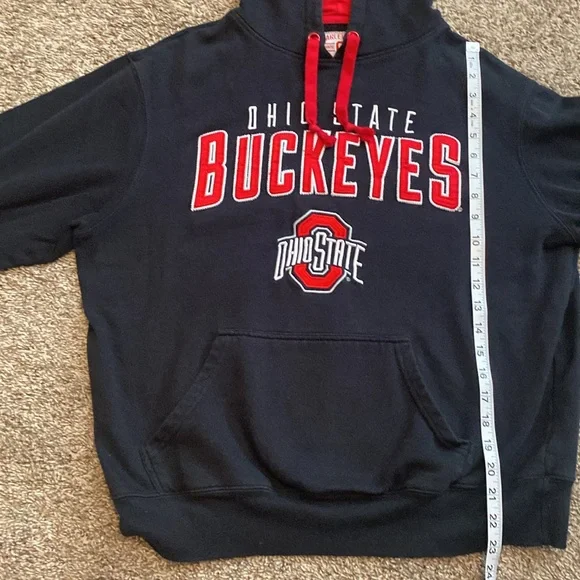 Scarlet & Gray Ohio Buckeyes Hoodie Black Red Large Flaw - Picture 9 of 9
